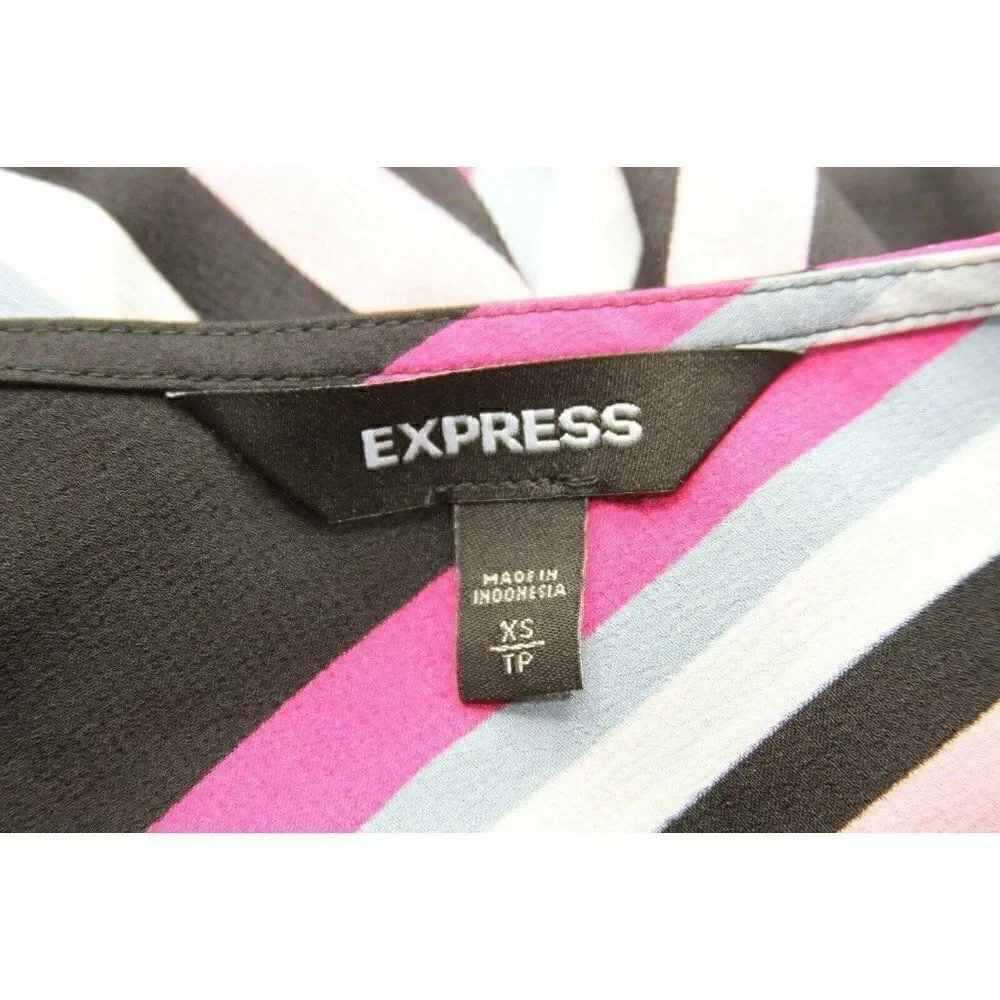 Express Womens Top Wrap Peplum Pink Black Size XS